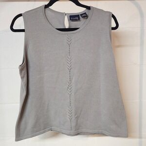 Hilliard & Hanson Gray Sleeveless‎ Knit Tank Top Keyhole Button Back Women's XL